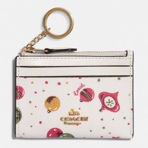 🎄❄️ COACH Mini Skinny Id Case With Ornament Print